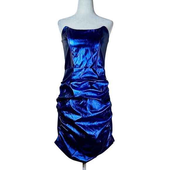 superdown Nellie Strapless Dress in Blue Medium New Womens Vegan - Picture 4 of 9